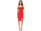 Bebe Off The Shoulder Slit Dress (red) Women's Dress
