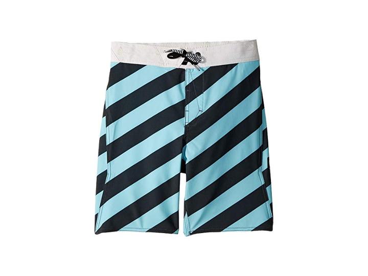 Volcom Kids Stripey Elastic Boardshorts (little Kids/big Kids) (pale Aqua) Boy's Swimwear