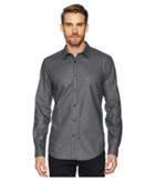 Calvin Klein Long Sleeve Seersucker Shirt (black) Men's Clothing
