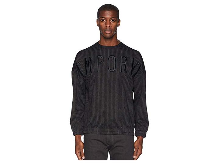 Emporio Armani Striped Logo Sweatshirt (grigio/bianco) Men's Sweatshirt