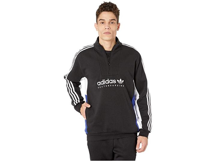 Adidas Skateboarding Apian Pullover (black/white/active Blue) Men's Long Sleeve Pullover