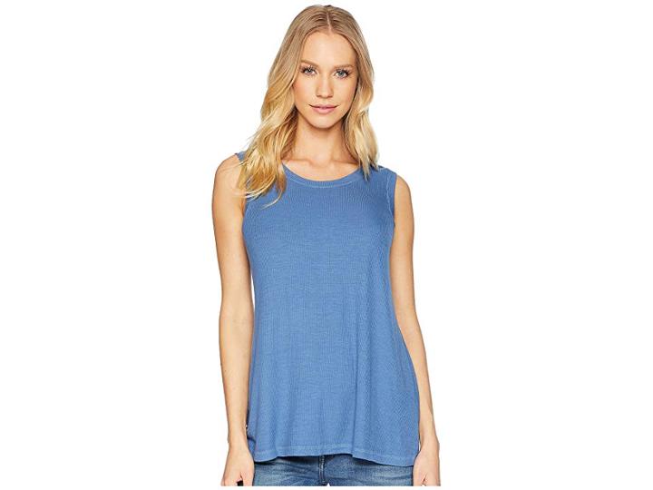 Michael Stars 2x1 Rib Crew Neck Twist Back Tank (indigo) Women's Sleeveless