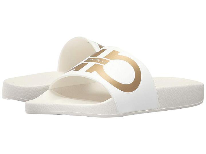 Salvatore Ferragamo Pvc Pool Slide (bianco/oro) Women's Slide Shoes