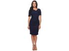 Adrianna Papell Pique Knit Jacquard Draped Sheath (midnight) Women's Dress