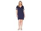 Michael Michael Kors Plus Size Stripe Sleeve Hoodie Dress (true Navy) Women's Dress