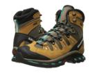 Salomon Quest 4d 2 Gtx(r) (shrew/camel Gold Leather/teal Blue F) Women's Hiking Boots