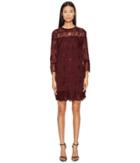 The Kooples Dress In Embroidered Fabric With Lace (burgundy) Women's Dress