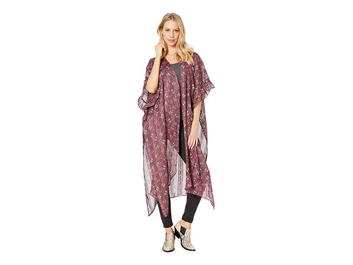 Bcbgeneration Kaleidoscope Floral Ruffle Duster (burgundy) Women's Clothing