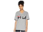 Fila Lacey Baseball T-shirt (gray Heather/black/red) Women's T Shirt