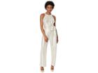 Tahari By Asl Petite Metallic Halter Neck Jumpsuit (ivory White/silver Grey) Women's Jumpsuit & Rompers One Piece