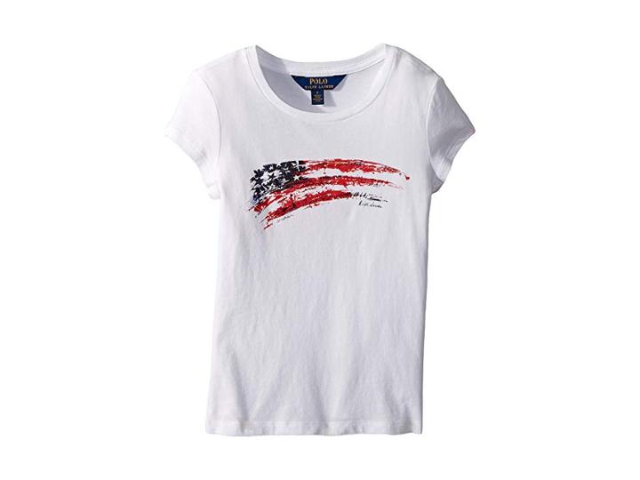 Polo Ralph Lauren Kids Cotton Jersey Graphic T-shirt (little Kids) (white/red) Girl's T Shirt