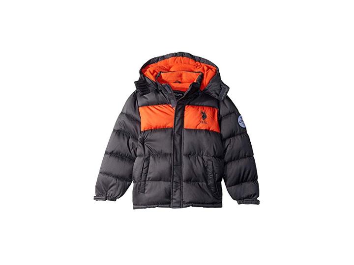 U.s. Polo Assn. Kids Bubble (big Kids) (charcoal/orange) Boy's Coat