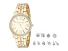 Steve Madden Madden Girl Stone Bracelet Watch And Stud Earrings Set Smgs021 (gold) Watches