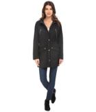 Cole Haan Anorak With Removable Hood And Adjustable Waist (black) Women's Coat