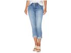 Jag Jeans Petite Petite Carter Girlfriend Crosshatch Denim Jeans In Thorne Blue W/ Destruction (mid Vintage) Women's Jeans