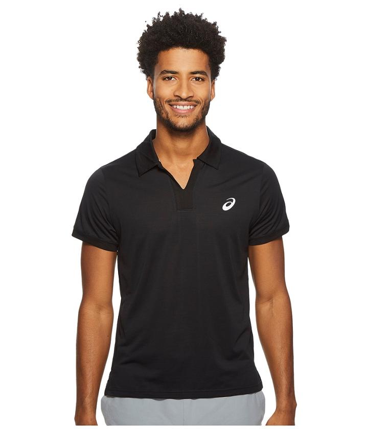 Asics Court Classic Polo (performance Black) Men's Short Sleeve Knit