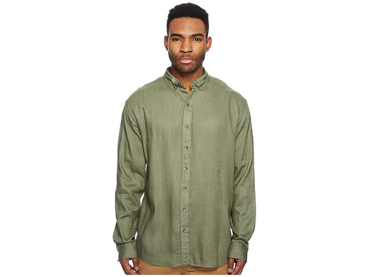 Publish Zayne Long Sleeve Button Up (olive) Men's Clothing