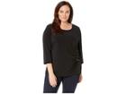 Calvin Klein Plus Plus Size 3/4 Sleeve Knit With Lacing (black) Women's Clothing