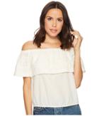 Lucky Brand Embroidered Off Shoulder Top (marshmallow) Women's Clothing
