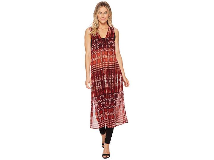Bcbgeneration Indigo Patchwork Poncho Duster (mahogany Red) Women's Clothing