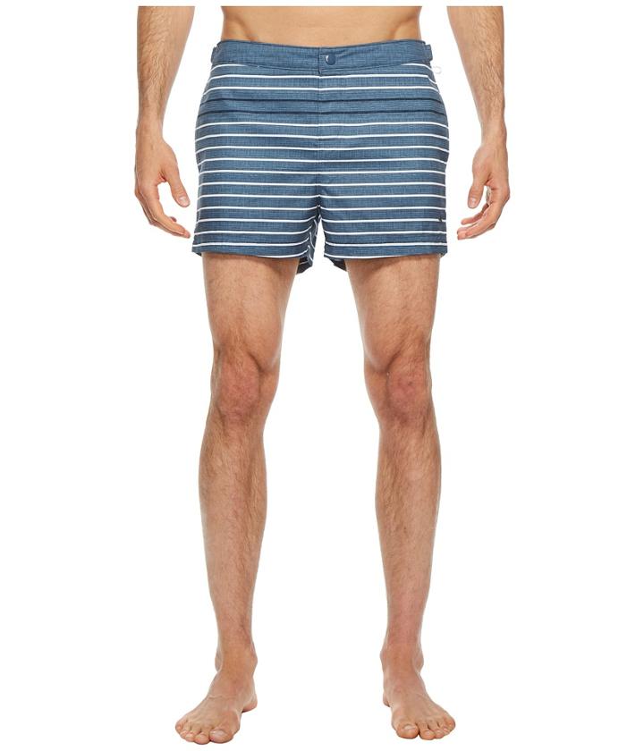 Original Penguin Feeder Stripe Fixed Volley Swim Trunks (vintage Indigo) Men's Swimwear
