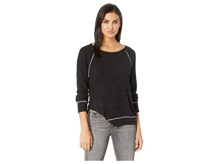 Lna Diagonal Slub Sweater (heather Black) Women's Sweater