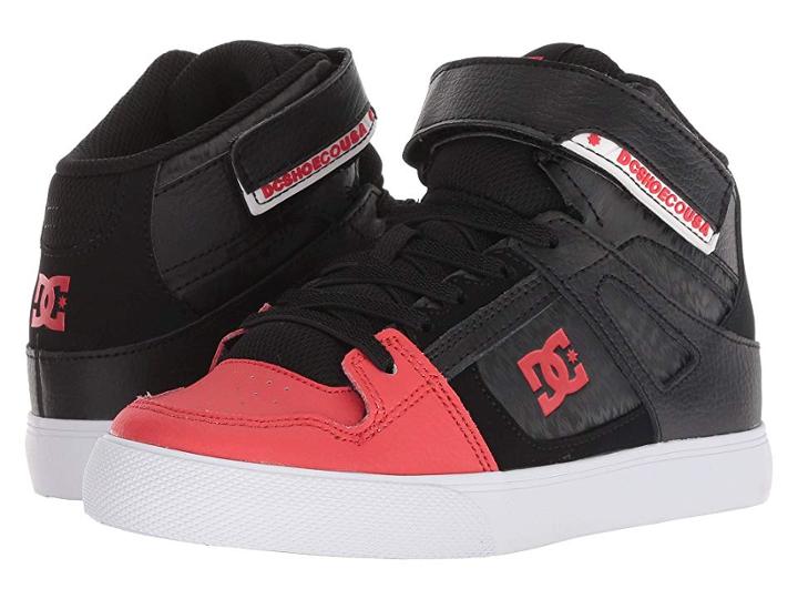 Dc Kids Pure High-top Ev (little Kid/big Kid) (black/red) Boys Shoes