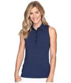 Under Armour Golf Zinger Sleeveless Stripe Polo (academy/royal/academy) Women's Sleeveless
