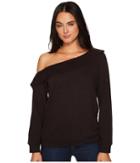 Lanston Off Shoulder Ruffle Pullover Top (black) Women's Clothing