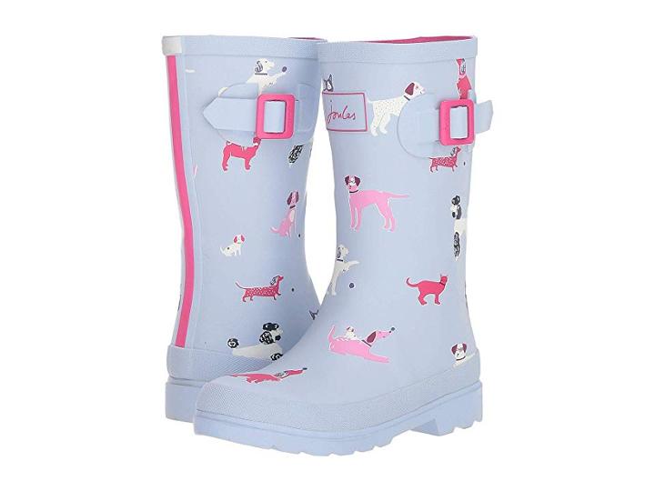 Joules Kids Printed Welly Rain Boot (toddler/little Kid/big Kid) (sky Blue Dotty Dogs) Girls Shoes