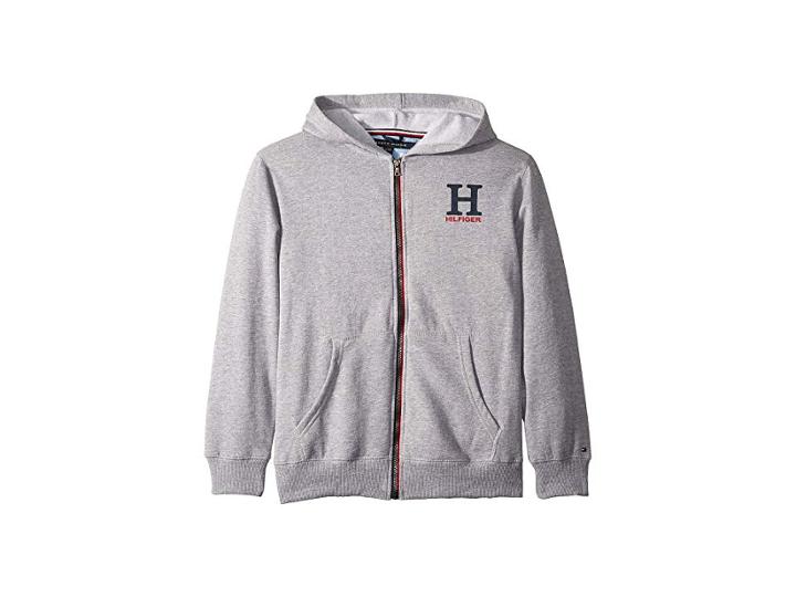 Tommy Hilfiger Kids Matt Logo Hoodie (big Kids) (grey Heather) Boy's Sweatshirt