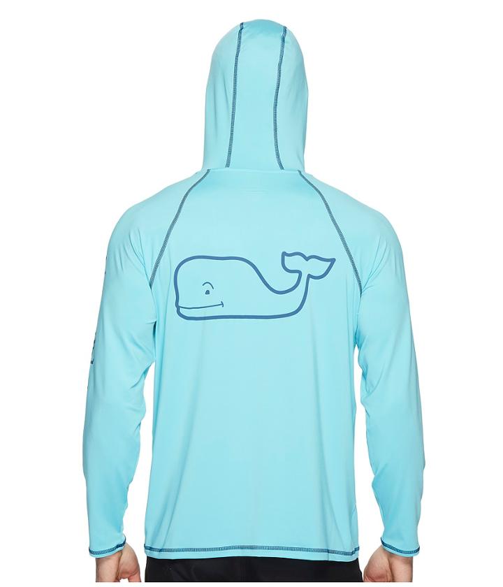 Vineyard Vines Performance Raglan Hoodie Whale Tee (turquoise) Men's T Shirt