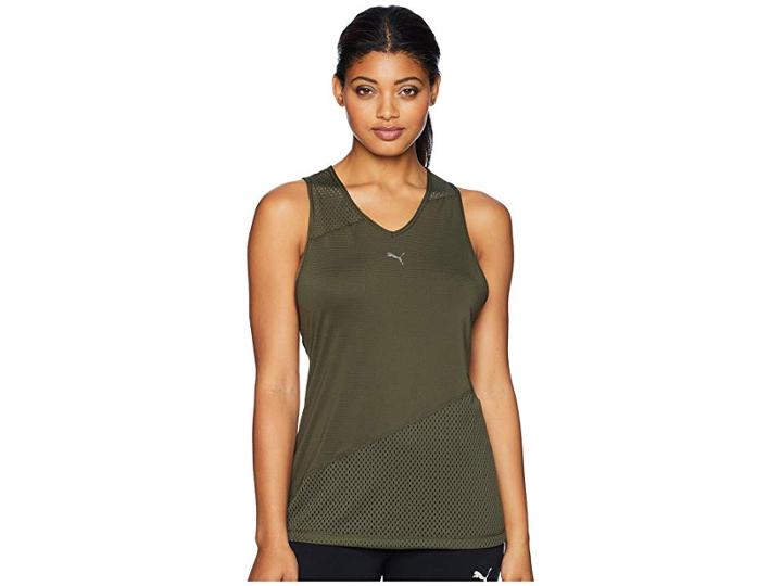 Puma A.c.e. Mesh Blocked Tank Top (forest Night) Women's Sleeveless
