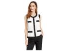 Anne Klein Side Zip Sleeveless Framed Blouse With Chest And Hip Pockets (anne White/anne Black) Women's Blouse