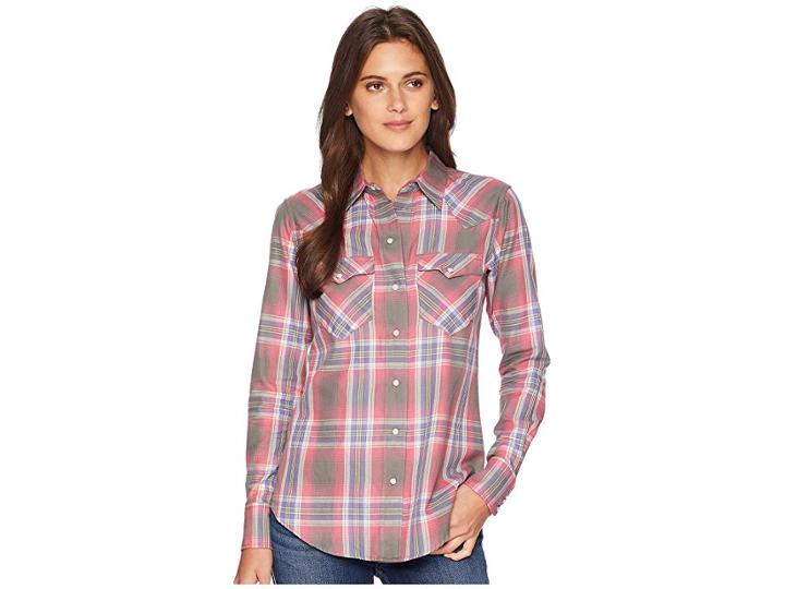 Lauren Ralph Lauren Plaid Western Shirt (pink Multi) Women's Clothing