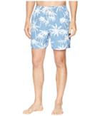 Quiksilver Waterman Palm Tree Volley Swim Shorts (blue Shadow) Men's Swimwear