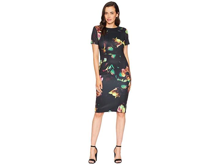Alexia Admor Scuba Midi Sheath Dress (enchanted Garden) Women's Dress