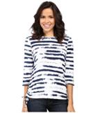 Fdj French Dressing Jeans Cloud Stripe Top (dark Blue) Women's Long Sleeve Pullover