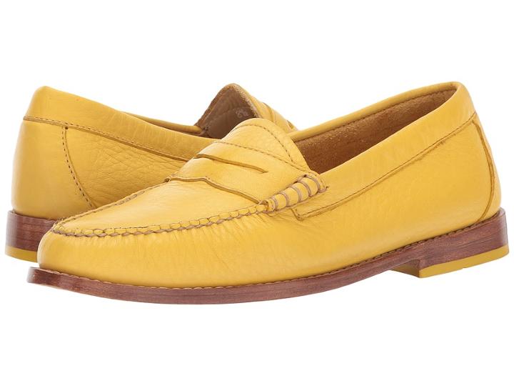 G.h. Bass & Co. Whitney Weejuns (mustard Soft Tumbled Leather) Women's Shoes