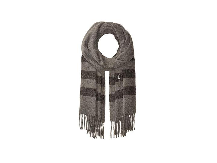 Polo Ralph Lauren Wool Blanket Stripe Scarf (light Vintage/bristol Heather) Scarves