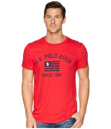 U.s. Polo Assn. Uspa Flag 1890 Crew Tee (engine Red) Men's Short Sleeve Pullover