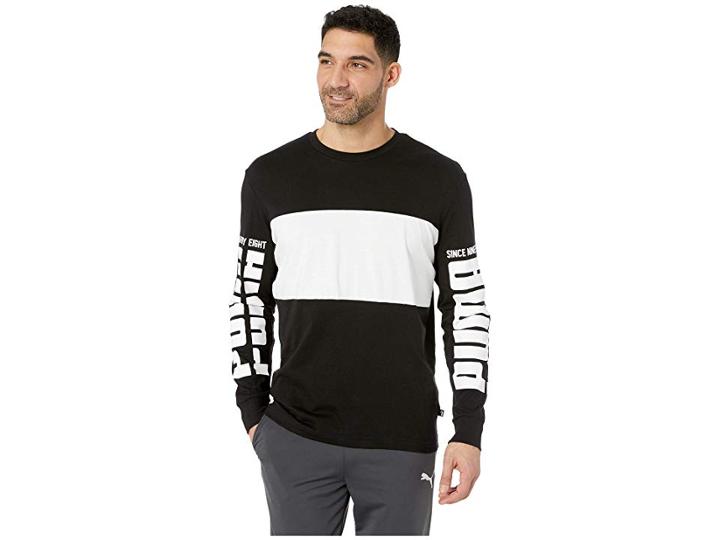Puma Rebel Up Long Sleeve Raglan Tee (cotton Black) Men's T Shirt