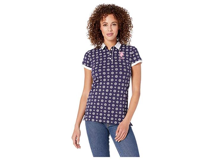 U.s. Polo Assn. Floral Dot Trim (evening Blue) Women's Clothing