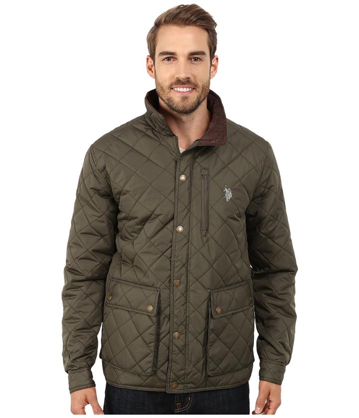 U.s. Polo Assn. Diamond Quilted Jacket (forest Night) Men's Coat