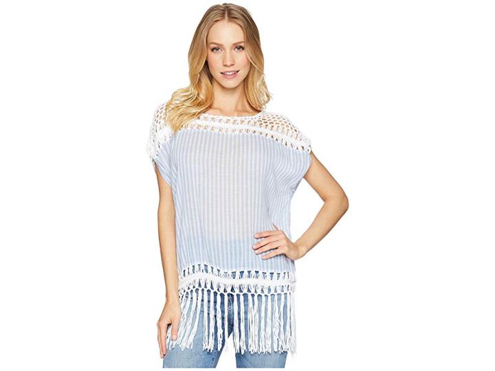 Steve Madden Crochet Woven Poncho (denim) Women's Clothing