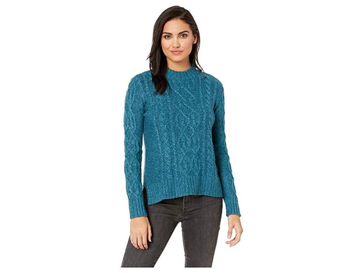 Kensie Lofted Fuzzy Knit Sweater Ksdk5923 (frosted Aqua) Women's Sweater