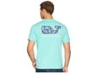 Vineyard Vines Short Sleeve Marlin Flowers Whalefill Pocket Tee (capri Blue) Men's T Shirt