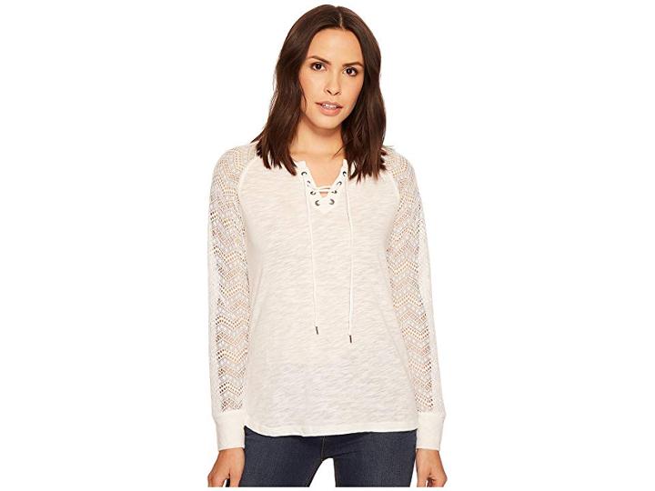Ariat Lulu Lace Top (snow White) Women's Long Sleeve Pullover