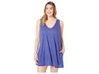 Becca By Rebecca Virtue Plus Size Tank Dress Cover-up (blue Topaz) Women's Swimwear