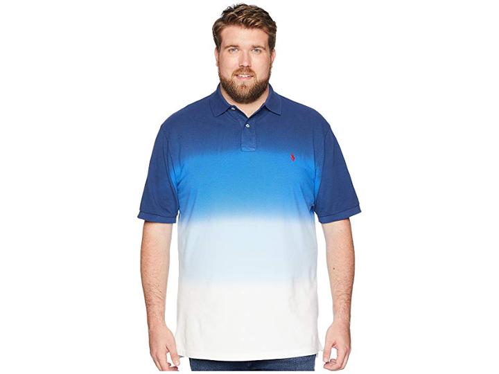 Polo Ralph Lauren Big Tall Dip Dye Pique Polo (navy/white Dip-dye) Men's Clothing
